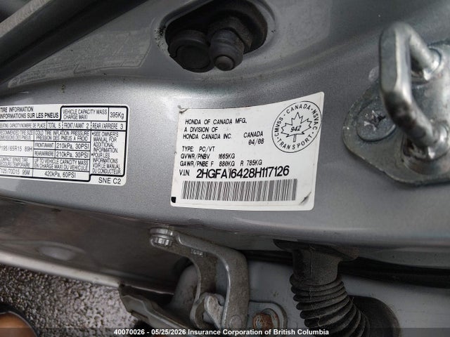 Продажа на аукционе авто 2008 Honda Civic Dx-g, vin: 2HGFA16428H117126, номер лота: 40070026
