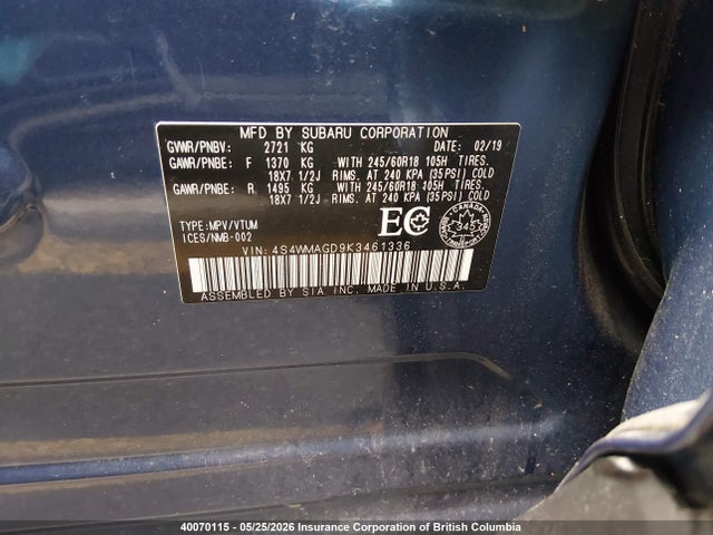 Subaru Ascent Premium 2019 4S4WMAGD9K3461336 Image 9