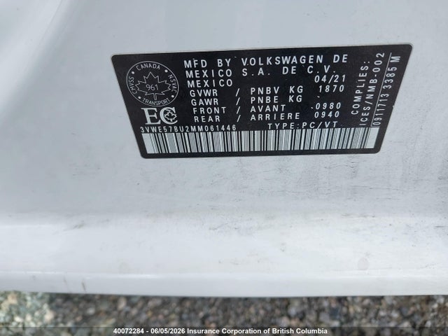 3VWE57BU2MM061446 Volkswagen JETTA SEL
