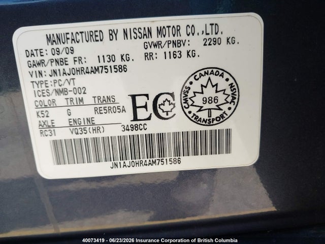 Aukcja sprzedaży 2010 Infiniti Ex35, vin: JN1AJ0HR4AM751586, numer aukcji: 40073419