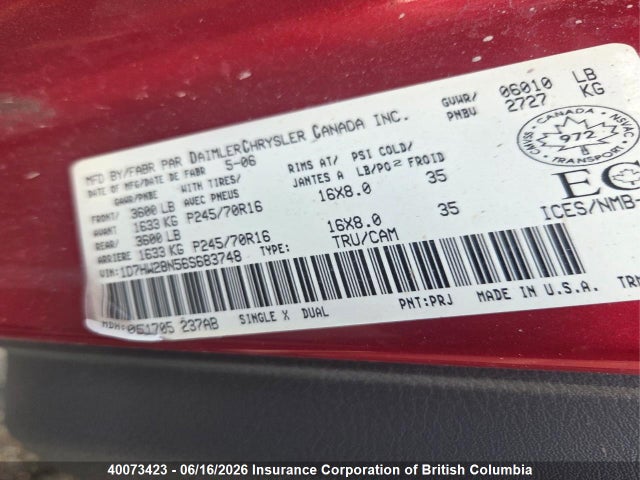Продажа на аукционе авто 2006 Dodge Dakota Quad/st, vin: 1D7HW28N56S683748, номер лота: 40073423