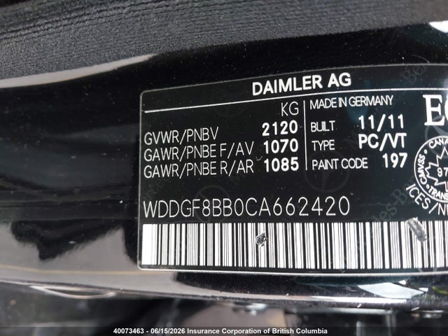 Aukcja sprzedaży 2012 Mercedes-benz C 300 4matic, vin: WDDGF8BB0CA662420, numer aukcji: 40073463