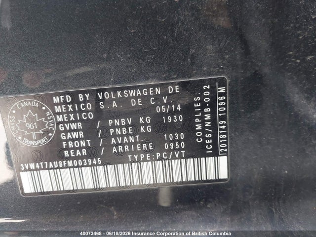 Aukcja sprzedaży 2015 Volkswagen Gti, vin: 3VW4T7AU8FM003945, numer aukcji: 40073468