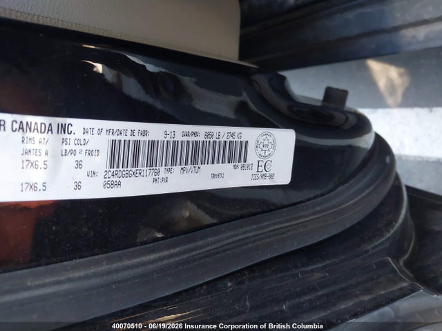 2014 Dodge Grand Caravan Se მანქანა იყიდება აუქციონზე, vin: 2C4RDGBGXER117760, აუქციონის ნომერი: 40070510