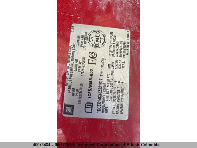 2008 Chevrolet Silverado K1500 მანქანა იყიდება აუქციონზე, vin: 1GCEK14CX8Z221817, აუქციონის ნომერი: 40073484