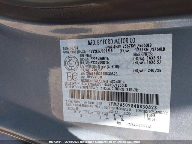 Продажа на аукционе авто 2004 Ford Freestar S, vin: 2FMZA50284BB30823, номер лота: 40073491