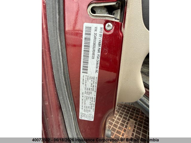 2020 Dodge Grand Caravan Sxt მანქანა იყიდება აუქციონზე, vin: 2C4RDGBG5LR248723, აუქციონის ნომერი: 40073502