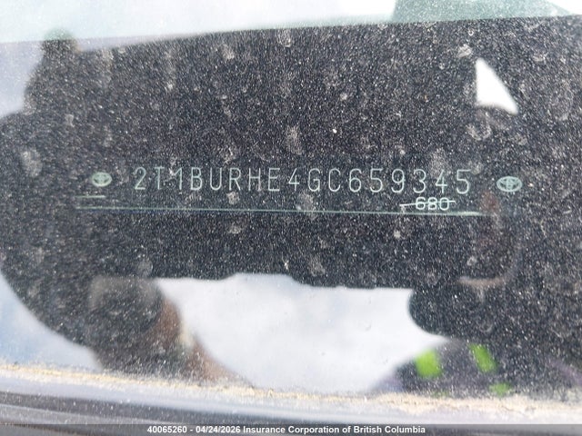 2T1BURHE4GC659345 Toyota Corolla S