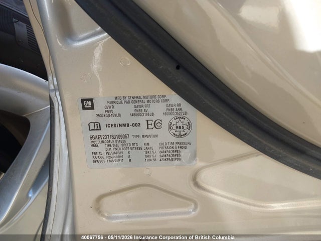 40067756 :رقم المزاد ، 5GAEV23718J109067 vin ، 2008 Buick Enclave Cxl مزاد بيع