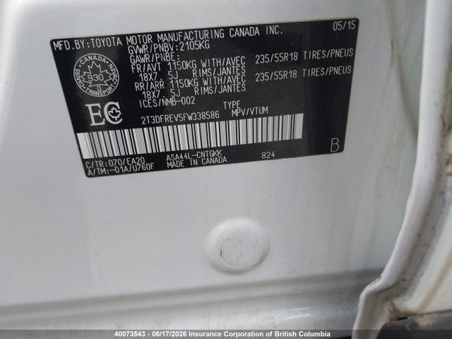 2T3DFREV5FW338586 Toyota RAV4