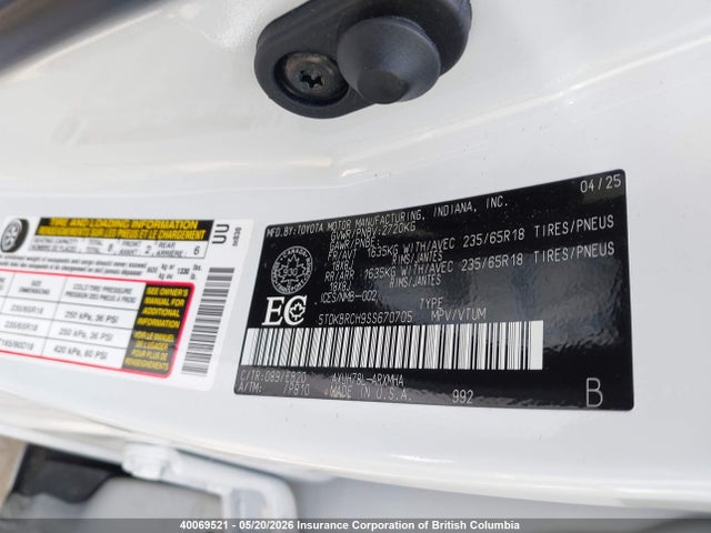 40069521 :رقم المزاد ، 5TDKBRCH9SS670705 vin ، 2025 Toyota Highlander Hybrid Xle/hybrid Xle Nightshade/hybrid Limited/hybrid Platinum/hybrid Limited 25th Ed مزاد بيع