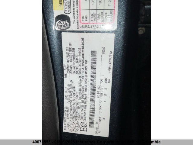 Продажа на аукционе авто 2011 Ford Fiesta Sel, vin: 3FADP4CJ0BM184936, номер лота: 40073553