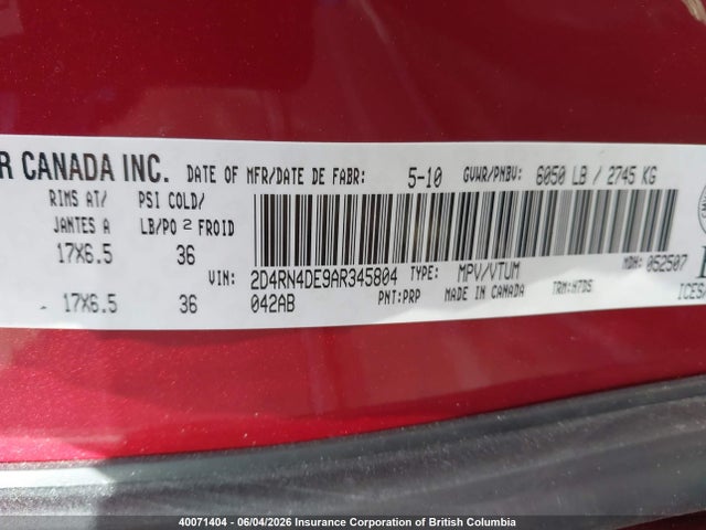 Aukcja sprzedaży 2010 Dodge Grand Caravan Se, vin: 2D4RN4DE9AR345804, numer aukcji: 40071404