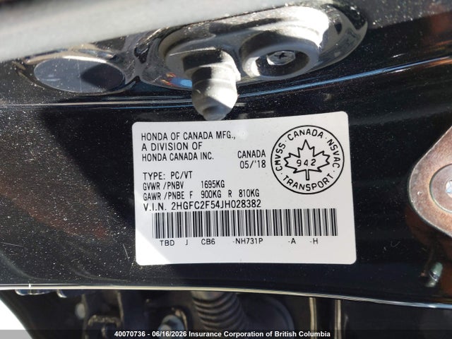 Продаж на аукціоні авто 2018 Honda Civic Lx, vin: 2HGFC2F54JH028382, номер лоту: 40070736