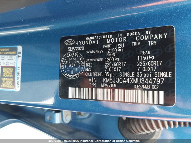 40073596 :رقم المزاد ، KM8J3CA4XMU344797 vin ، 2021 Hyundai Tucson Limited/sel/sport/ultimate/value مزاد بيع