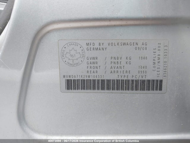 Продажа на аукционе авто 2009 Volkswagen Rabbit, vin: WVWDA71K29W104331, номер лота: 40073598