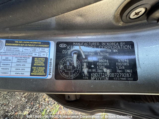 Aukcja sprzedaży 2011 Kia Soul, vin: KNDJT2A20B7279287, numer aukcji: 40073605