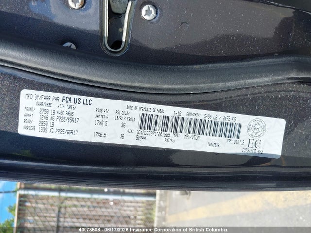 Продаж на аукціоні авто 2016 Dodge Journey Sxt/limited, vin: 3C4PDCCG7GT201985, номер лоту: 40073608