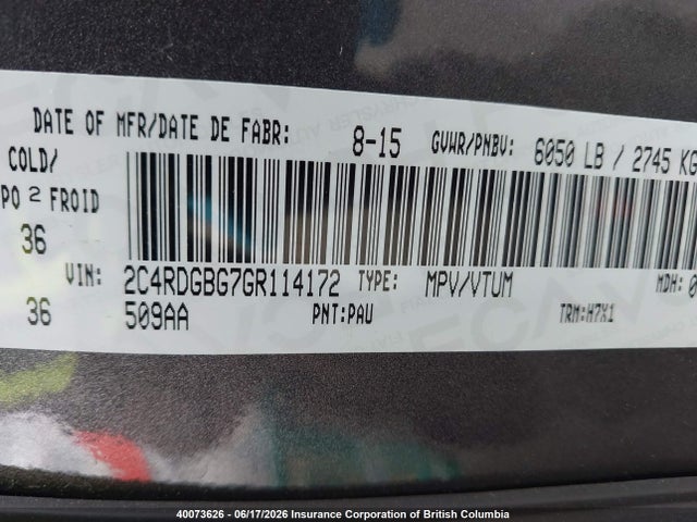 Dodge Grand Caravan Se 2016 2C4RDGBG7GR114172 Image 9