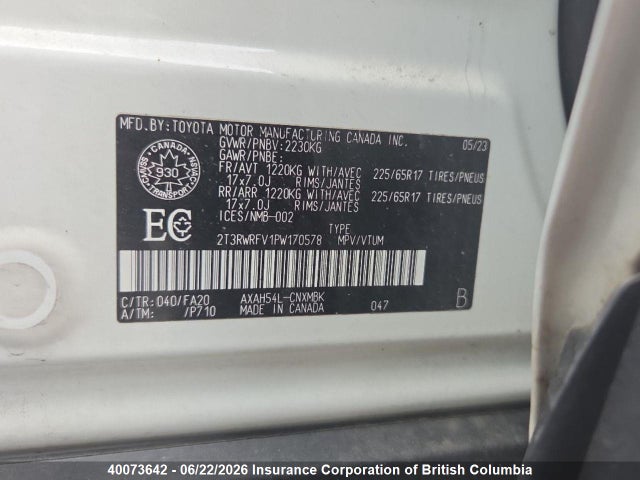 2T3RWRFV1PW170578 Toyota RAV4
