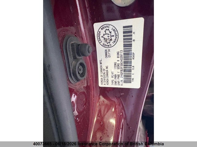 Продаж на аукціоні авто 2014 Honda Civic, vin: 2HGFB2F59EH039113, номер лоту: 40073665