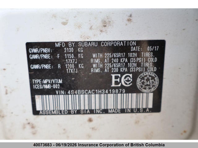 Subaru Outback 2.5i 2017 4S4BSCAC1H3419879 Image 14