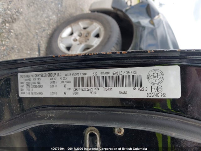 Продажа на аукционе авто 2012 Dodge Ram 1500 St, vin: 1C6RD7FT3CS226779, номер лота: 40073694