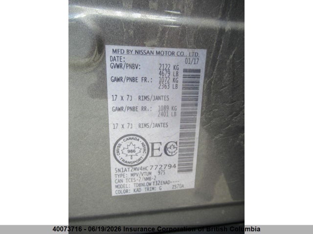 Nissan Rogue 2017 5N1AT2MV4HC772794 Image 9