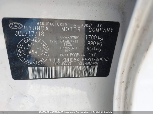 Aukcja sprzedaży 2019 Hyundai Elantra Sel/value/limited, vin: KMHD84LF5KU740863, numer aukcji: 40070622