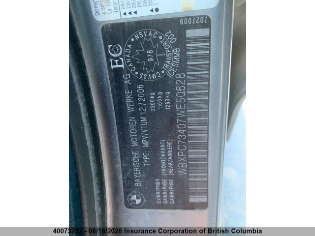 2007 Bmw X3 მანქანა იყიდება აუქციონზე, vin: WBXPC73407WE50628, აუქციონის ნომერი: 40073752