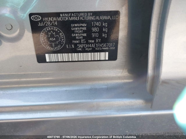 Продаж на аукціоні авто 2015 Hyundai Elantra Se/sport/limited, vin: 5NPDH4AE1FH567017, номер лоту: 40073765