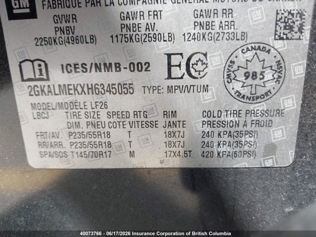 GMC Terrain Sle 2017 2GKALMEKXH6345055 Image 9