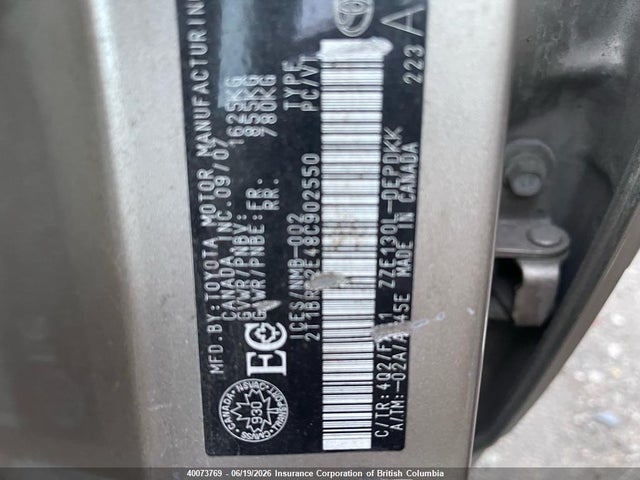 40073769 :رقم المزاد ، 2T1BR32E48C902550 vin ، 2008 Toyota Corolla Ce/le/s مزاد بيع