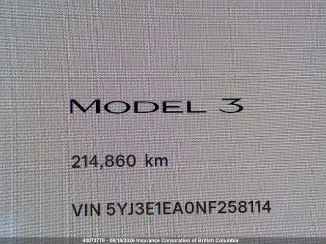 Tesla MODEL 3 2022 5YJ3E1EA0NF258114 Image 16