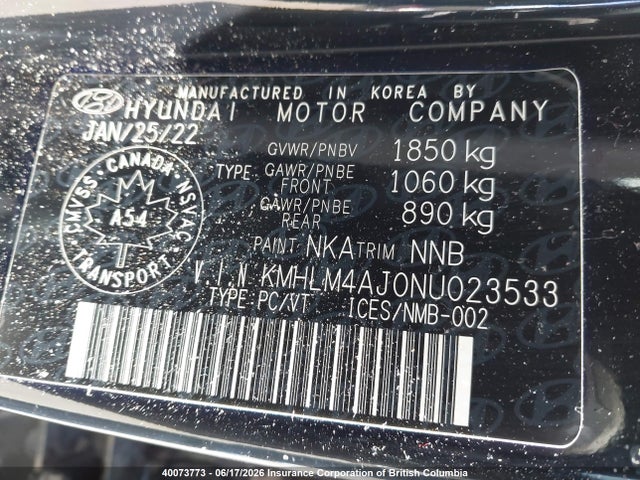 2022 Hyundai Elantra Blue მანქანა იყიდება აუქციონზე, vin: KMHLM4AJ0NU023533, აუქციონის ნომერი: 40073773
