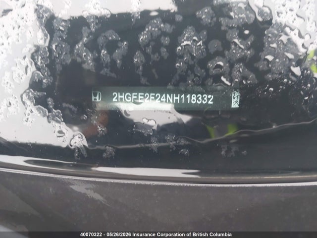 Продаж на аукціоні авто 2022 Honda Civic Sedan, vin: 2HGFE2F24NH118332, номер лоту: 40070322