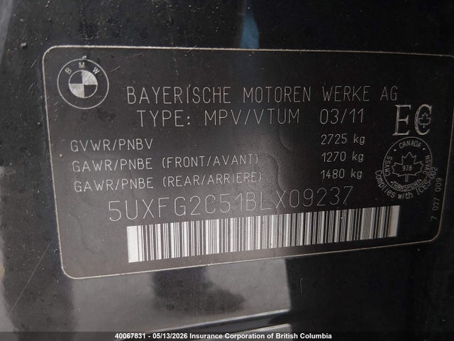 2011 Bmw X6 Xdrive35i მანქანა იყიდება აუქციონზე, vin: 5UXFG2C51BLX09237, აუქციონის ნომერი: 40067831