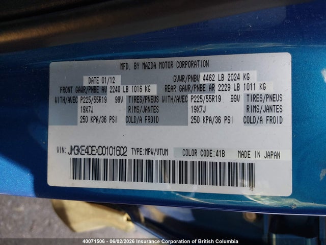 40071506 :رقم المزاد ، JM3KE4DEXD0101602 vin ، 2013 Mazda Cx-5 Gt مزاد بيع