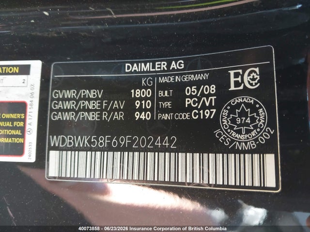 Продажа на аукционе авто 2009 Mercedes-benz Slk 350, vin: WDBWK58F69F202442, номер лота: 40073858