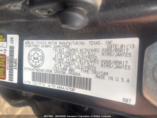 40073866 :رقم المزاد ، 5TFMU4FN9DX013990 vin ، 2013 Toyota Tacoma Double Cab Long Bed مزاد بيع