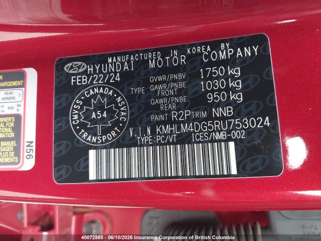 2024 Hyundai Elantra Sel მანქანა იყიდება აუქციონზე, vin: KMHLM4DG5RU753024, აუქციონის ნომერი: 40072585