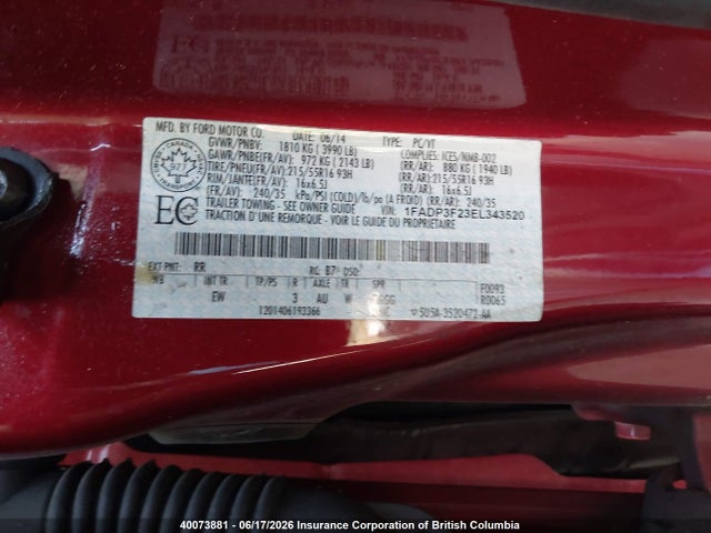 Ford Focus 2014 1FADP3F23EL343520 Image 9