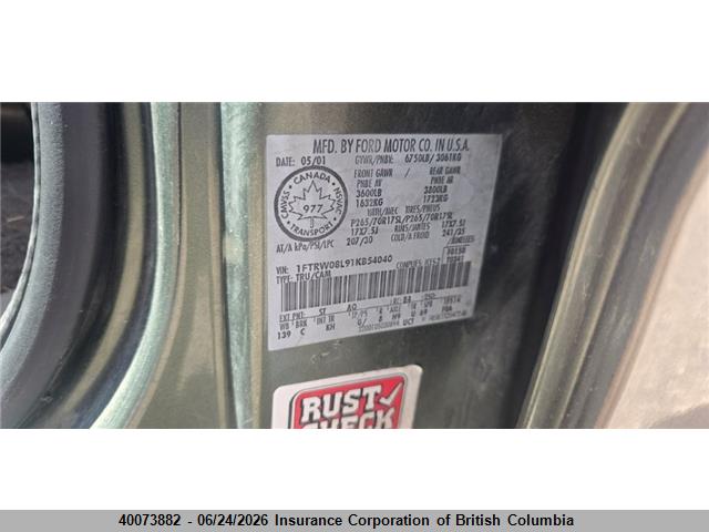 40073882 :رقم المزاد ، 1FTRW08L91KB54040 vin ، 2001 Ford F150 مزاد بيع