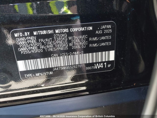 JA4T5WA95SZ627011 Mitsubishi Outlander Sel