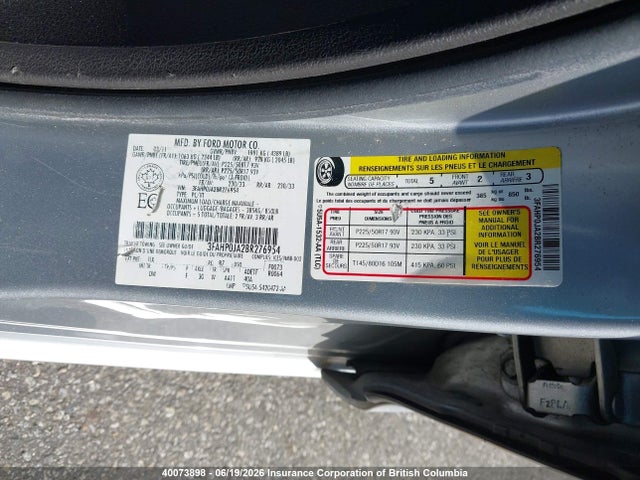 40073898 :رقم المزاد ، 3FAHP0JA2BR276954 vin ، 2011 Ford Fusion Sel مزاد بيع