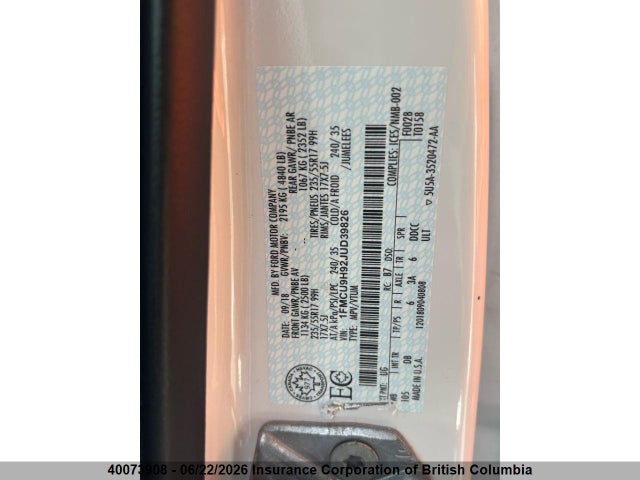 Ford ESCAPE SEL 2018 1FMCU9H92JUD39826 Image 6
