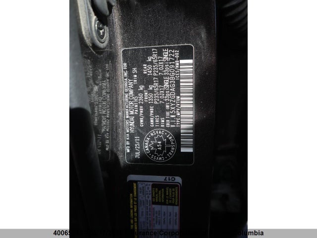 2011 Hyundai Santa Fe Gls მანქანა იყიდება აუქციონზე, vin: 5XYZGDAG3BG091722, აუქციონის ნომერი: 40065219