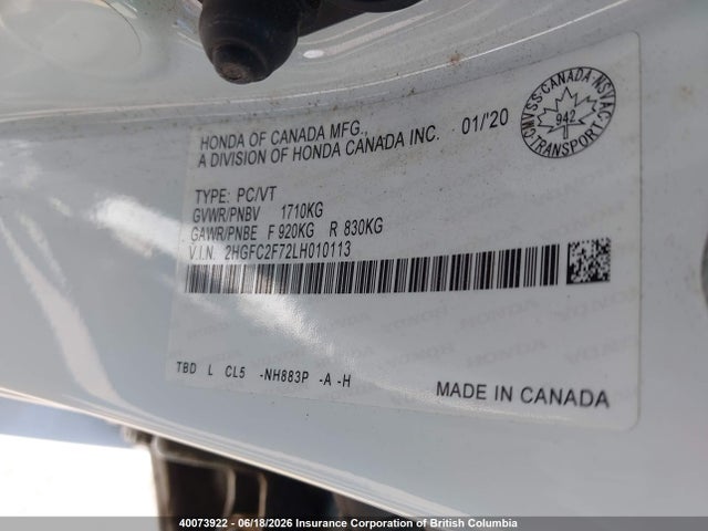 Honda Civic 2020 2HGFC2F72LH010113 Image 9
