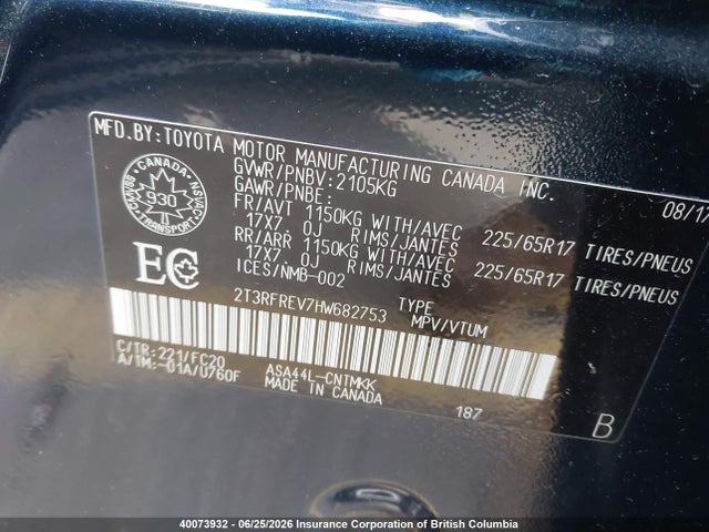 Toyota RAV4 2017 2T3RFREV7HW682753 Image 9