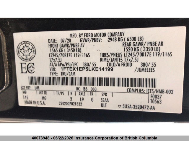 Ford F150 2020 1FTEX1EP5LKE14199 Image 7